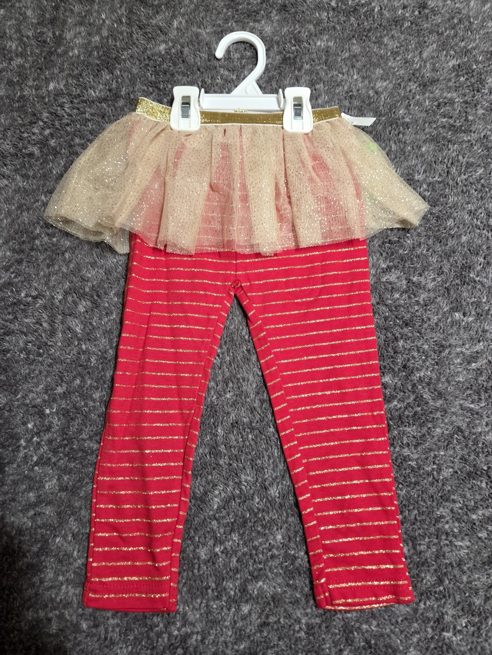 Baby Essentials Red Leggings with Gold Tulle Skirt